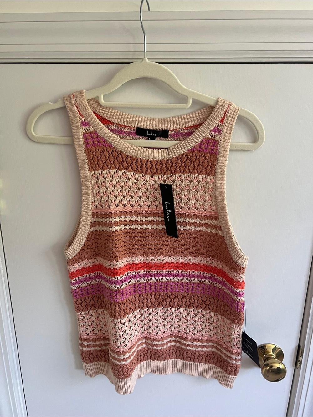 Lulu’s Knit Sleeveless Striped Tank - Pink & Brown